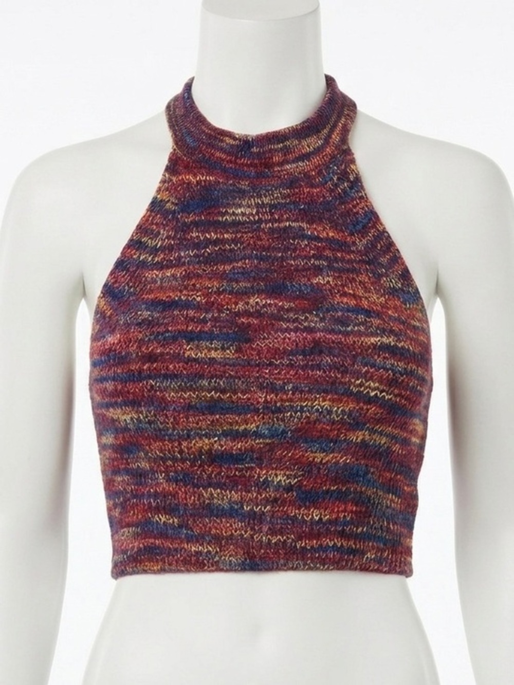 Cider Knit Halter Neck Crop Top Multicolor Space Dye Sleeveless‎ Tank Medium